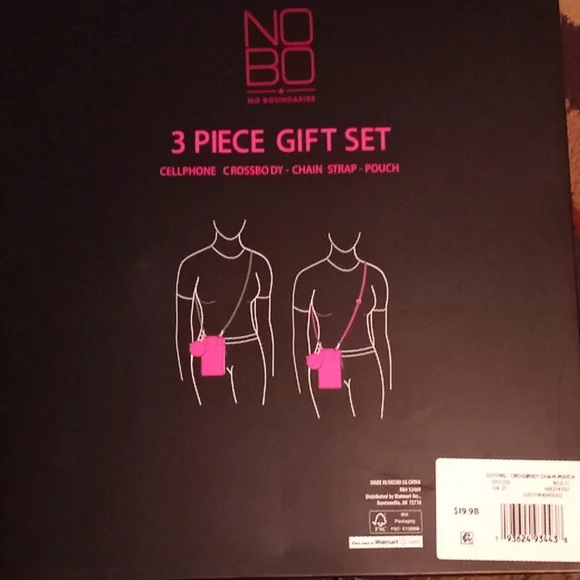 NO BOUNDARIES 3 PIECE GIFT SET CELLPHONE CROSSBODY CHAIN STRAP POUCH - Picture 2 of 6